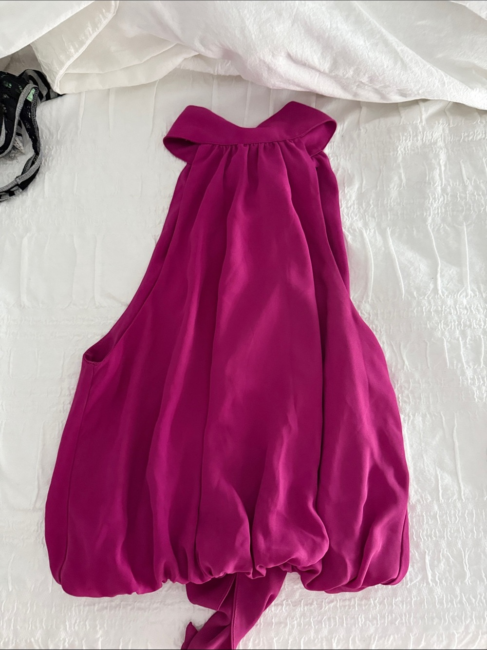 Dynamite Magenta Halter Bubble Hem Top